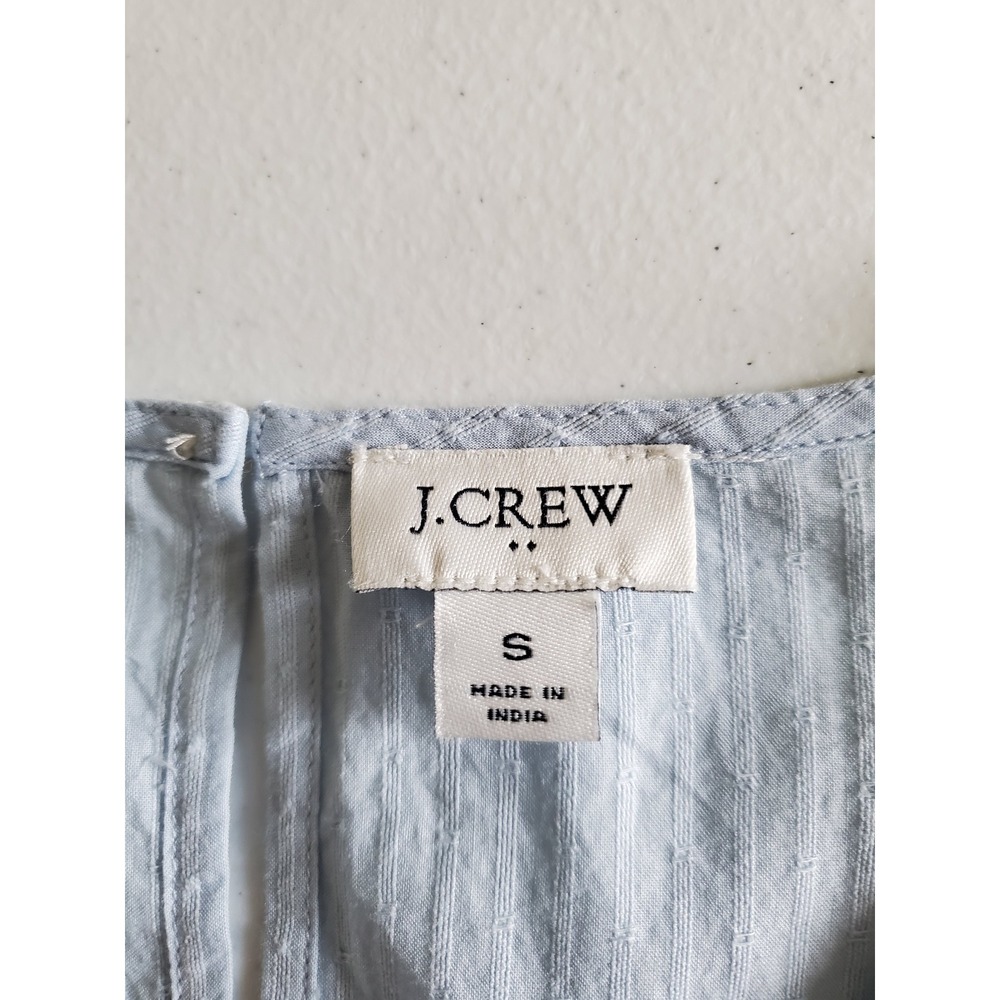 J. Crew Peasant Top Blue Long Sleeve Blousan Sleeve Embroidered Womens Small - Picture 4 of 11